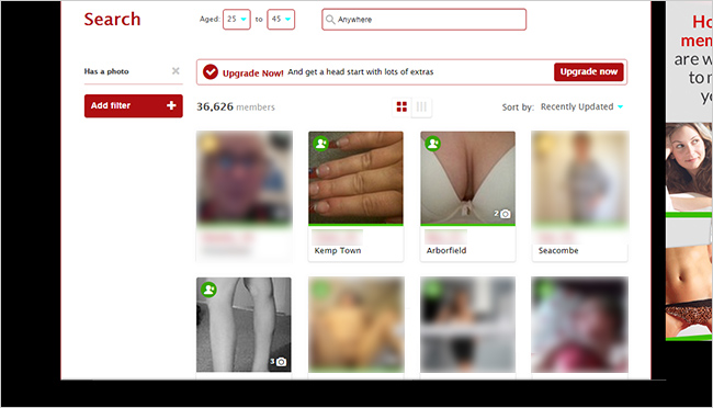 The Fetish Dating Club: a screenshot showing images from member profiles