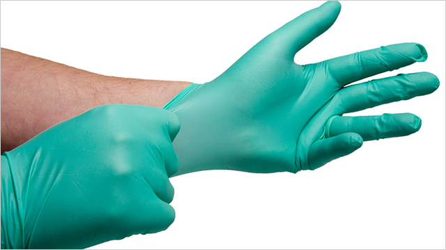 rubber gloves in medical fetish play scene