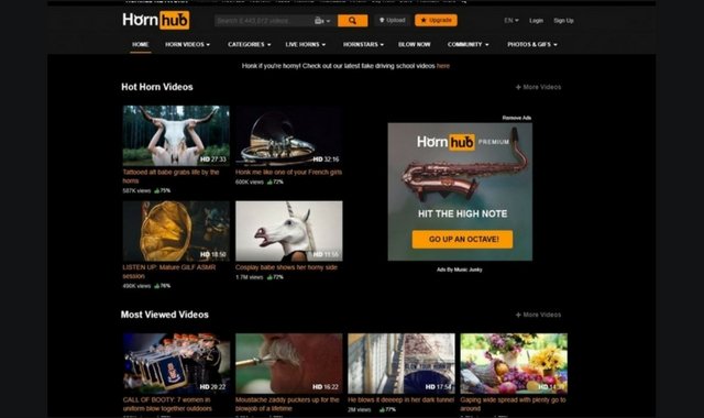 Porn Hub Screenshot of Horn Hub April Fools