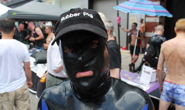 Rubber pigs shows love of rubber with a cappie 