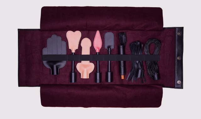 Magnotix unique multiple heads for a leather-covered Beechwood handle 